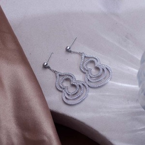 Trendy Romantic Ladies <b>Silver</b> Plated Gold Plated Moissanite Ball Shape <b>Hoop</b> <b>Earrings</b> for Anniversary Engagement Wedding - Product Image 2