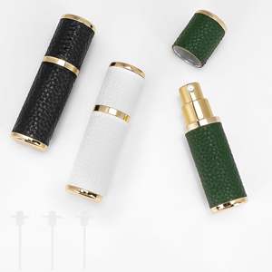 Flacon de parfum rechargeable en verre avec atomiseur à visser, mini 5 ml, 10 ml, 15 ml, facile à transporter, étui rond en cuir - Product Image 4