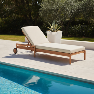 Tumbona de Madera de Teca Moderna y Lujosa para Exteriores, Silla Reclinable para Piscina, Muebles de Exportación Hechos a Mano para Hoteles, Villas, Jardines y Patios - Product Image 6