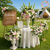 Boule de fleurs artificielles en soie personnalisée de 40 cm à 70 cm, grandes compositions florales, centre de table de mariage, décoration, roses blanches et vertes