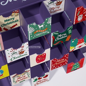 Boîte Cadeau de Noël 2026 Deluxe pour Truffes et Bonbons, Calendrier de l'Avent Réutilisable à <span class=keywords><strong>Double</strong></span> Porte pour Chocolats avec Logo Personnalisé - Product Image 3