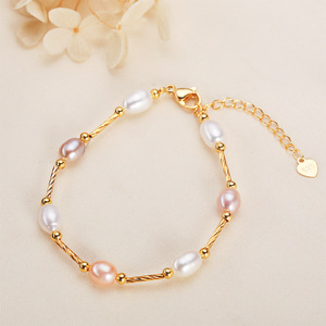 Pulsera de Perlas de Agua Dulce Ajustable con Forma de Arroz para Mujer, Joyería de Diosa Madre, Regalo al por Mayor - Product Image 2