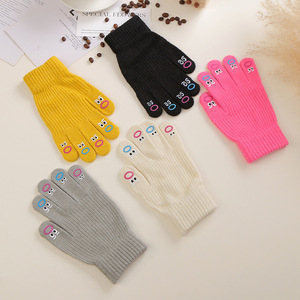 Cute Korean Style Knitted <b>Gloves</b> For Women Five Fingers Thick <b>Warm</b> Touchscreen Compatible Autumn Winter Cycling <b>Gloves</b> - Product Image 2