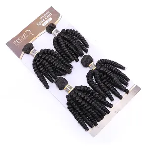 Funmi curly hair bundles 18"20" hairstyle BABY CURLY 4 PCS/pack hair weft high temperature matte synthetic fiber color black