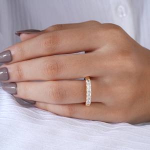 แหวนทองประดับเพชรทรงบาแก็ตต์สำหรับผู้หญิง ดีไซน์แหวนสวมใส่ได้ทุกวัน สวยหรู ทันสมัย เหมาะสำหรับสาวๆ เครื่องประดับที่ดูสง่างาม - Product Image 5