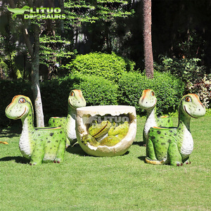 Table <span class=keywords><strong>en</strong></span> résine et fibre de verre <span class=keywords><strong>en</strong></span> forme d'œuf de dinosaure avec chaises pour parc - Product Image 1