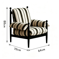 Fauteuil Chiwu de style français, fauteuil d'appoint avec dossier en bois massif, design du milieu du siècle, fauteuil de luxe léger et confortable pour salon