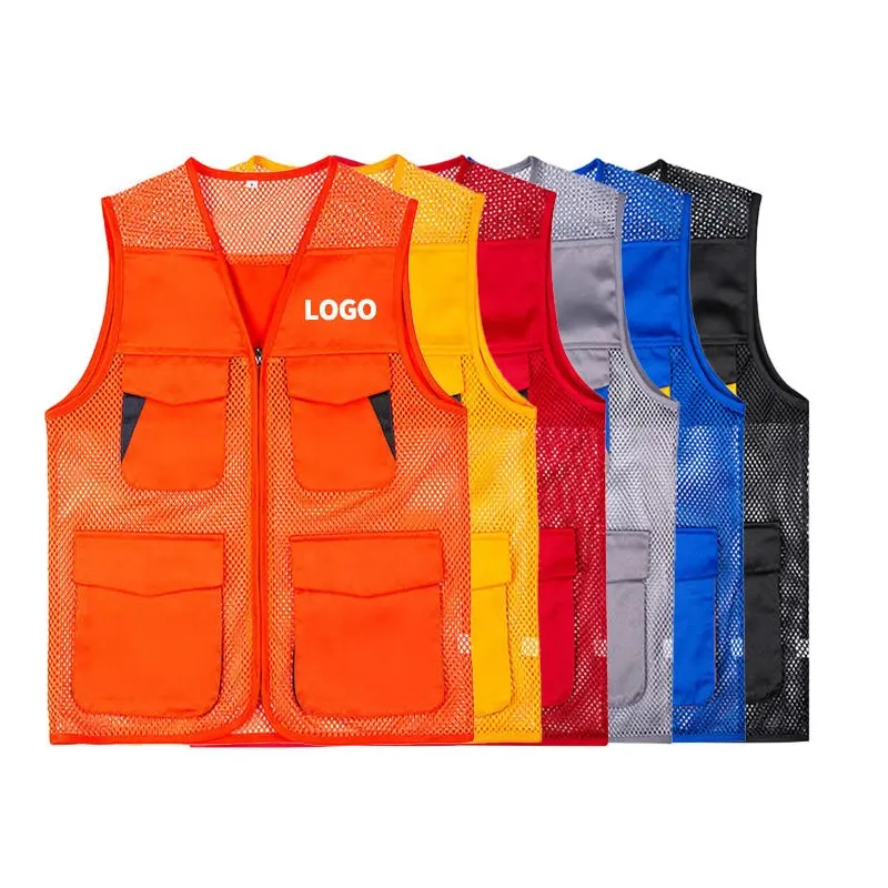 multi pocket vest custom logo summer mesh utility work vest