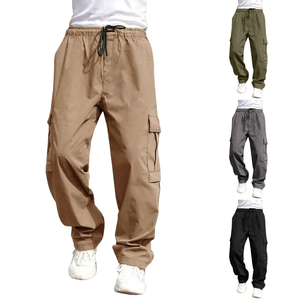 Pantalon cargo pour homme de haute qualité, style vintage d'automne, 100% polyester, imperméable, respirant, taille mi-haute, fermeture éclair, devant plat, multi - Product Image 4