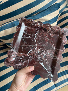 Popular Natural Purple Square Scalloped <strong>Marble</strong> <strong>Tray</strong> Plate Dish Storage <strong>Tray</strong> Custom Jewelry <strong>Marble</strong> <strong>Tray</strong> - Product Image 2