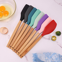 Spatule en silicone à manche en bois, écologique, résistante au lave-vaisselle, réutilisable, étanche, pour mélanger la crème et les gâteaux, spatule de cuisine de qualité alimentaire pour la pâtisserie