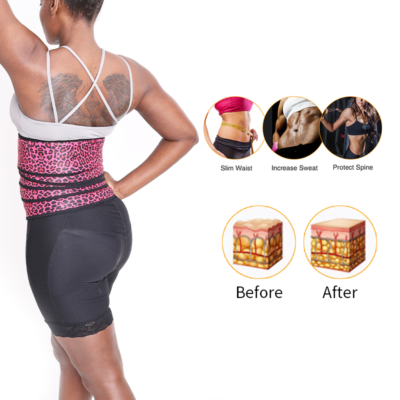 Custom Logo High Compression Reversible Leopard Waist Band 4 Meters Tummy Control Slimming Waist Wrap Shaper
