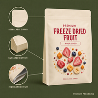 Sacs de nourriture lyophilisée imprimés sur mesure, sachets refermables de qualité alimentaire, sacs de fruits lyophilisés pour le camping et les activités de plein air, vente en gros