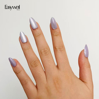 Ongles à presser réutilisables Easywell de haute qualité, courts, en amande, unis, 30 pièces, luxe, effet œil de chat, vente en gros