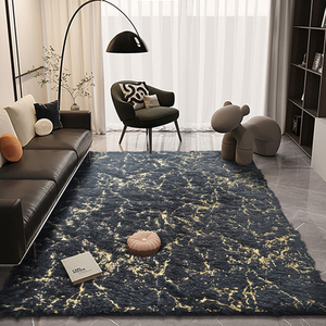 Tappeti antiscivolo per capelli lunghi stampati in pelliccia sintetica dorata tappeti per soggiorno - Product Image 4