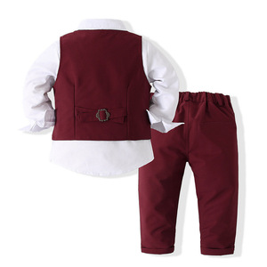 Conjunto de Ropa para Niños, Camisa de Manga Larga con Corbata, Chaleco y Pantalones, 3 Piezas, Traje Formal para Niños Pequeños, Vestido de Fiesta de Boda, Traje para Bebé Niño - Product Image 2