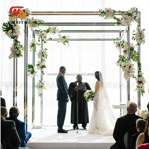 SMOOTH Modern <b>Wedding</b> Stage Backdrop Metal Chuppah <b>Frame</b> Gold Square Arch Stand - Product Image 4
