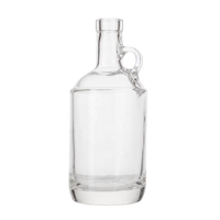 Emballage en verre personnalisé, bouteille de whisky de 500 ml, bouteille de vin en verre de 750 ml, bouteille de vin blanc vide de 1000 ml avec poignée et bouchon.