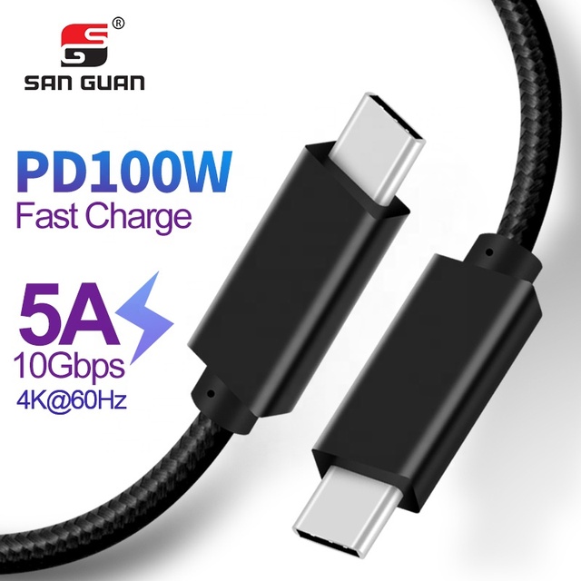 Factory USB 3.2 Gen2 Cable 3.3Feet 2M USB C to USB C Cable 20Gbps 5A 100W 240W PD Fast Charge 4K 60HZ Audio Video Display