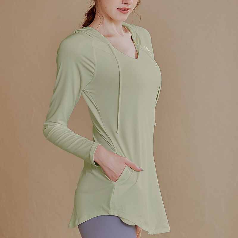 Spring Summer Fashionable Crew Neck Cut-Out Hooded Sports Top Women Polyester/Nylon New Quick-Drying Loose Slim-Fitting Yoga