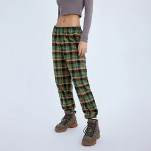 Hot Sale Vintage Plaid Pants Women Fashion Checked Trousers High Waist Tartan Pants For Ladies