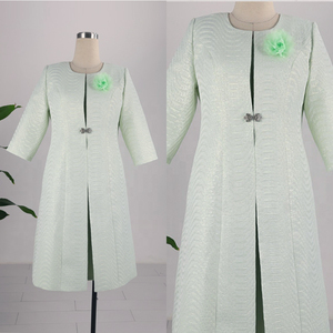 Robes de cérémonie élégantes vertes fraîches grande taille pour femmes, tenue de bureau, vêtements de dimanche, 100 % polyester, infroissable, motif floral - Product Image 1