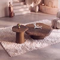 Table basse irrégulière en bois de style moderne du milieu du siècle, couleur noyer, pour salon, mobilier d'intérieur, design décoratif unique