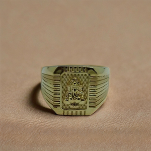 Traditional 22K Gold Ganesha <b>Ring</b> for Men with Textured Panel Design Classic Religious Finger <b>Ring</b> <b>Indian</b> Gold Jewellery - Product Image 3