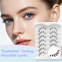 Faux Cils Fairy Comic Sunflower C Curl 10 15mm Effet Spiky Wispy Naturel 35mm Bande 7 Paires Vente en Gros OEM ODM