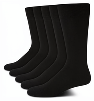 Chaussettes habillées en coton noir uni pour hommes, avec revers côtelé, douces et respirantes, lot de 6, vente en gros