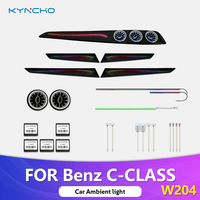 KYNCHO pour Mercedes Classe C W204, éclairage d'ambiance LED 64 couleurs, symphonie de lumières, contrôle par application Bluetooth, éclairage intérieur automobile 12V, invisible