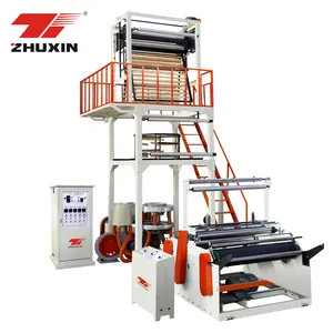Zhuxin Aba Roterende Matrijs Hdpe Ldpe Pp Pe Plastic Folie Blaas Extrusie Machine 220Mm Plastic Extruder Met Snijmachine