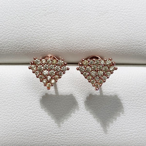 Boucles d'oreilles géométriques en or rose avec zircon rond serti pavé pour femme, bijoux de fête, design tendance - Product Image 4