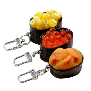 Schattige Japanse Food Sleutelhanger Rijstbal Sushi 3d Pvc Sleutelhanger Kawaii Creatief Realistisch Sushi Food Model Japanse Sleutelhanger