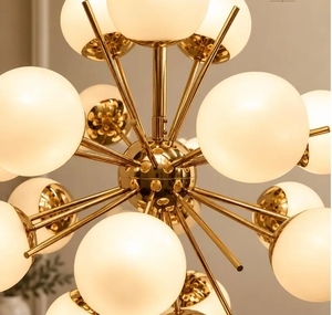 Mid Century Italian Sputnik Chandelier with 18 Murano Style Glass Globes Brass Atomic Pendant <b>Ceiling</b> <b>Light</b> for Living Room - Product Image 5