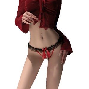 Lemon Story String en dentelle ajourée pour femme 2118, orné de perles, entrejambe ouvert, culotte sexy taille basse, lingerie transparente - Product Image 4