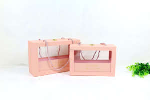 Kotak Hadiah Bunga Set <span class=keywords><strong>2</strong></span> Buah dari Karton PVC Transparan Kotak Persegi Panjang dengan Gesper Besi Kotak Kemasan Hadiah Persegi - Product Image 5