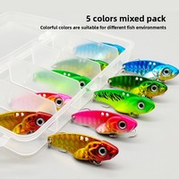 Lot de 5 leurres VIB 7g en acier inoxydable à trois pointes, hameçons doubles, appâts bioniques pour poisson-serpent, achigan, poisson mandarin, carpe noire