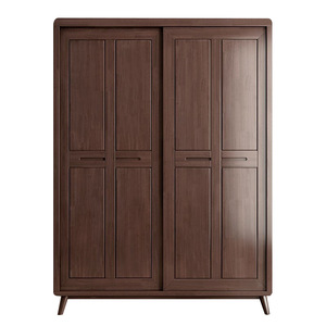Armario Nórdico de Madera Maciza con Puertas Corredizas, Mueble de Almacenamiento para Dormitorio, Ahorro de Espacio, Color Madera Natural - Product Image 4