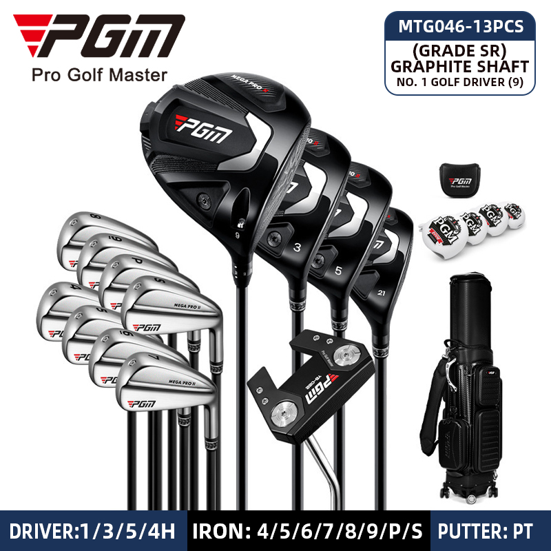 MTG046 Driver 9 SR graphite shaft 13pcs+golf bag Black