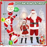 Décoration de Noël gonflable suspendue de 2,4 m avec 3 Pères Noël grimpants pour la décoration extérieure des fêtes