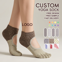 Chaussettes de yoga et de Pilates à cinq doigts en coton peigné anti-boulochage pour femmes, vente en gros