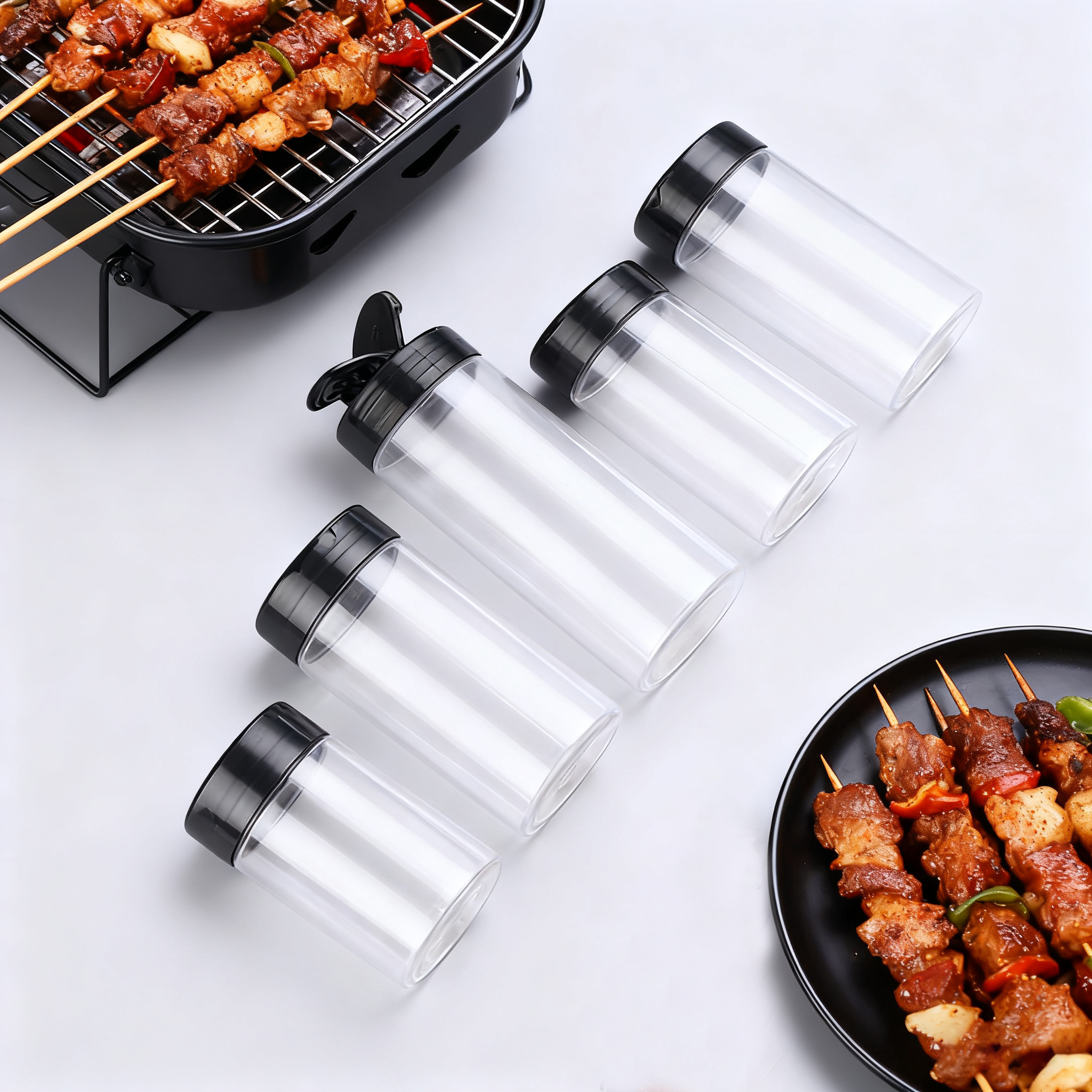 Food Grade BPA-Free 100ml 200ml 500ml PET Plastic Spice Jars Seasoning Bottle Spice Container Powder Shaker Pepper Packing