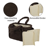 Organisateur de couches portable en fausse fourrure, sac de rangement pour chambre de bébé avec séparateur amovible et poignées pour nouveau-né