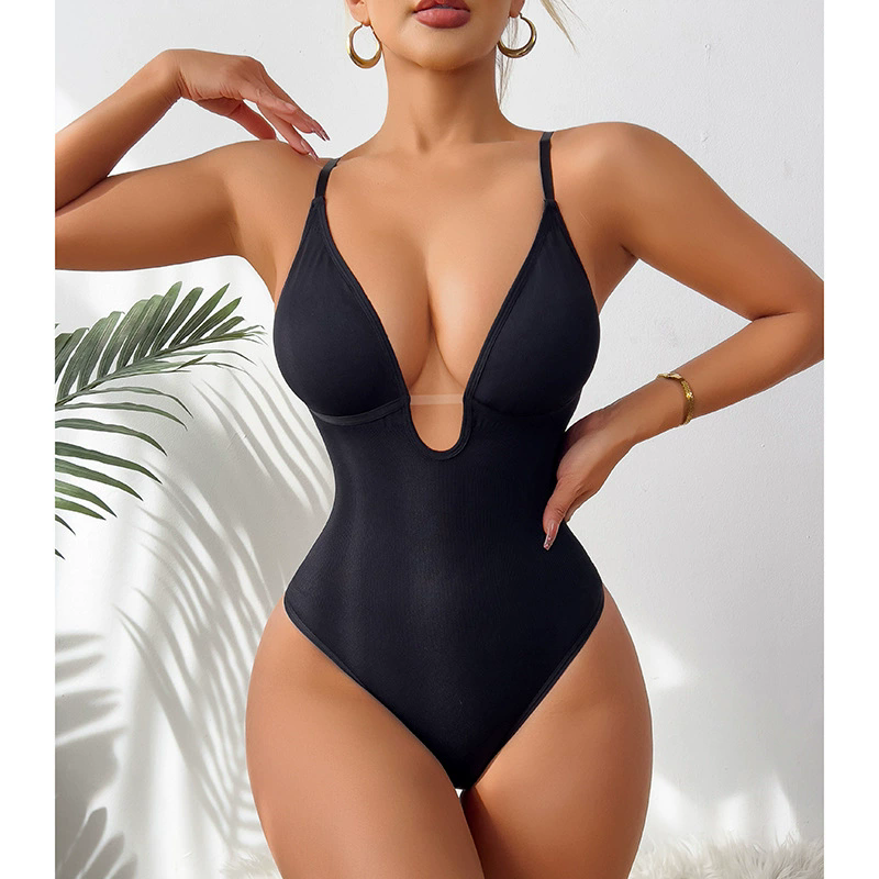 Backless Tummy-Control Thong (Y689338): back view showing seat coverage and shaping construction