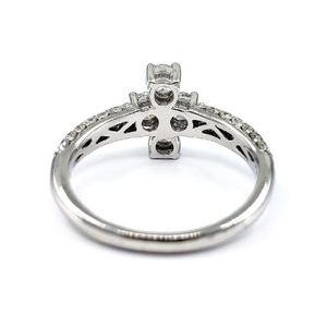 Fabricants de bijoux conception décontractée spéciale 18k solide AU750 or blanc véritable croix ronde diamant cluster bague de mariage pour les femmes - Product Image 3
