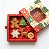 Boîte rigide coulissante personnalisée pour biscuits de Noël avec fenêtre transparente en PVC, emballage pour biscuits, boîte cadeau de Noël pour bonbons et friandises