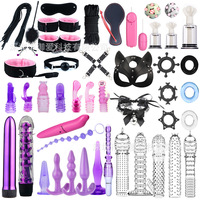 Großhandel 47-teiliges BDSM Starter-Kit Bondage-Set für Paare Fesseln Vibrator Analplug OEM Individuelle Verpackung