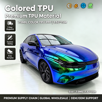 Film de protection de voiture PET Chrome Bleu Vert changeant de couleur 1,52x17m Garantie 3 ans Rouleau d'autocollant vinyle Vente en gros