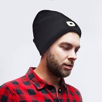 Venta al por mayor Unisex Beanie Hat con los regalos ligeros USB recargable 4 LED Cap